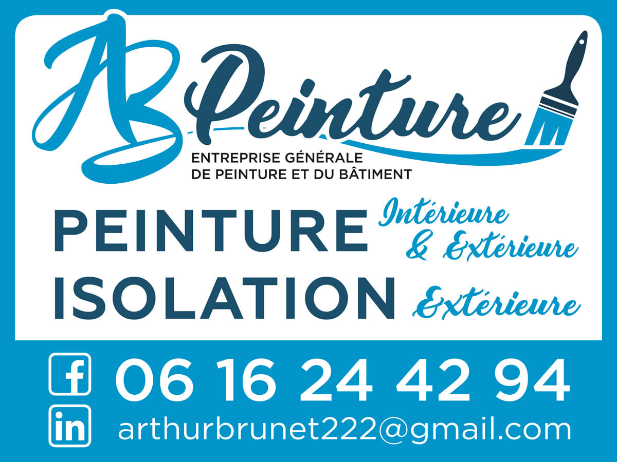 Enseigne A.B Peinture bleu et blanc